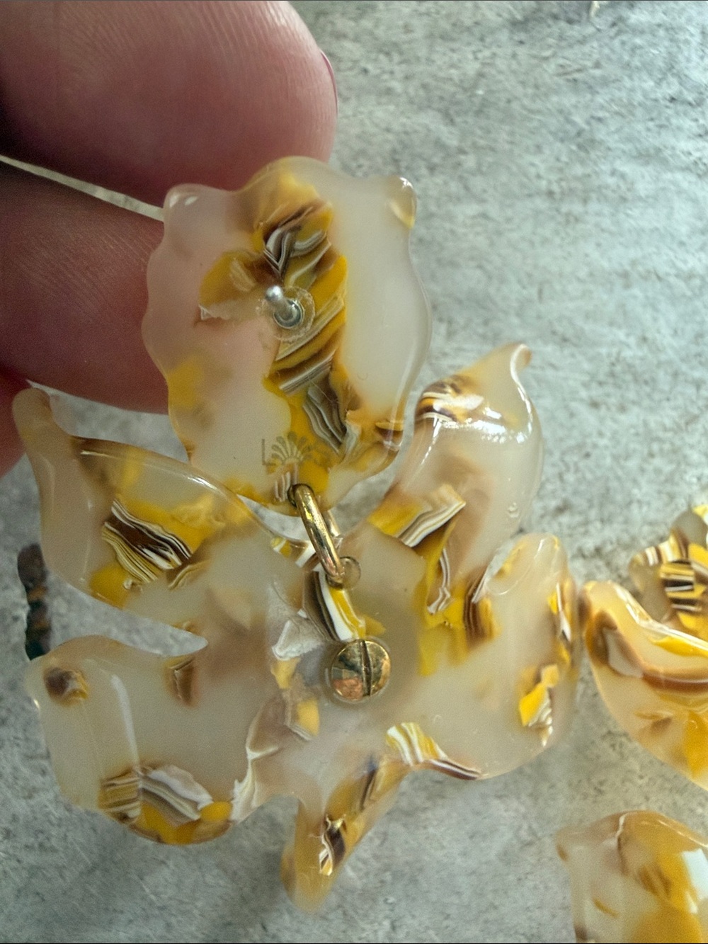 Lele Sadoughi Beige and Yellow Floral Resin Earrings with Crystal Centers - Picture 6 of 7